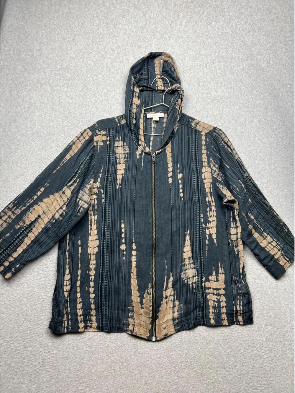 Coldwater Creek Tie Dye Hooded Jacket Womens Size M Full Zip Front Lightweight